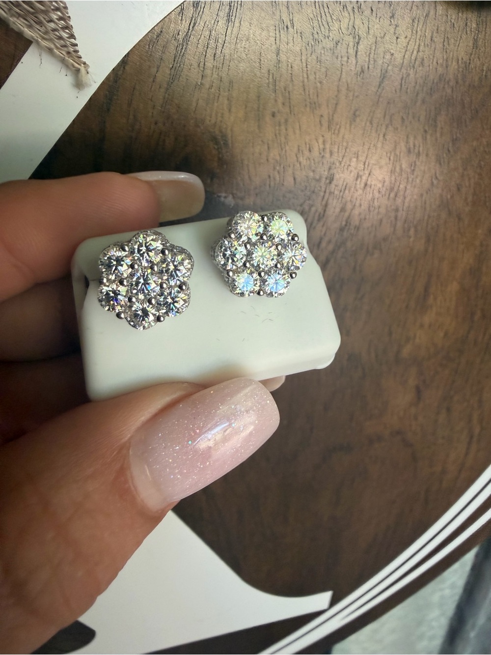 Moissanite Cluster Flower Stud Earrings in 925